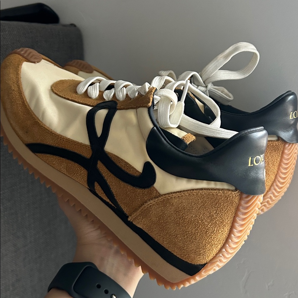 Loewe Beige, Cream & Black Leather Sneakers